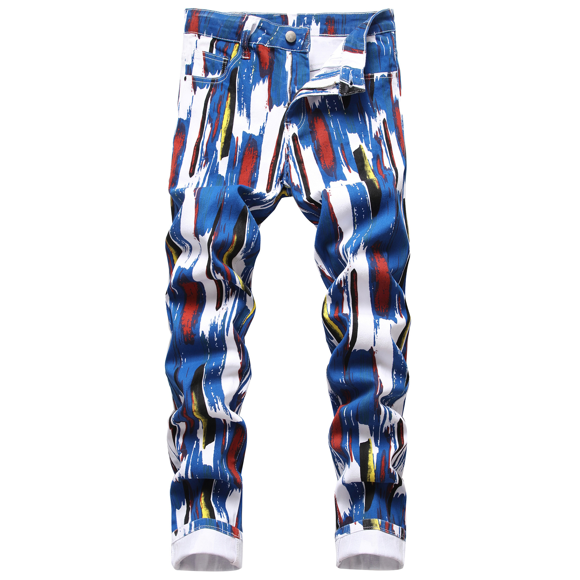 Cross-Border hombres 3D impreso stretch jeans personalidad patrón de moda casual hombres slim fit pantalones de mezclilla