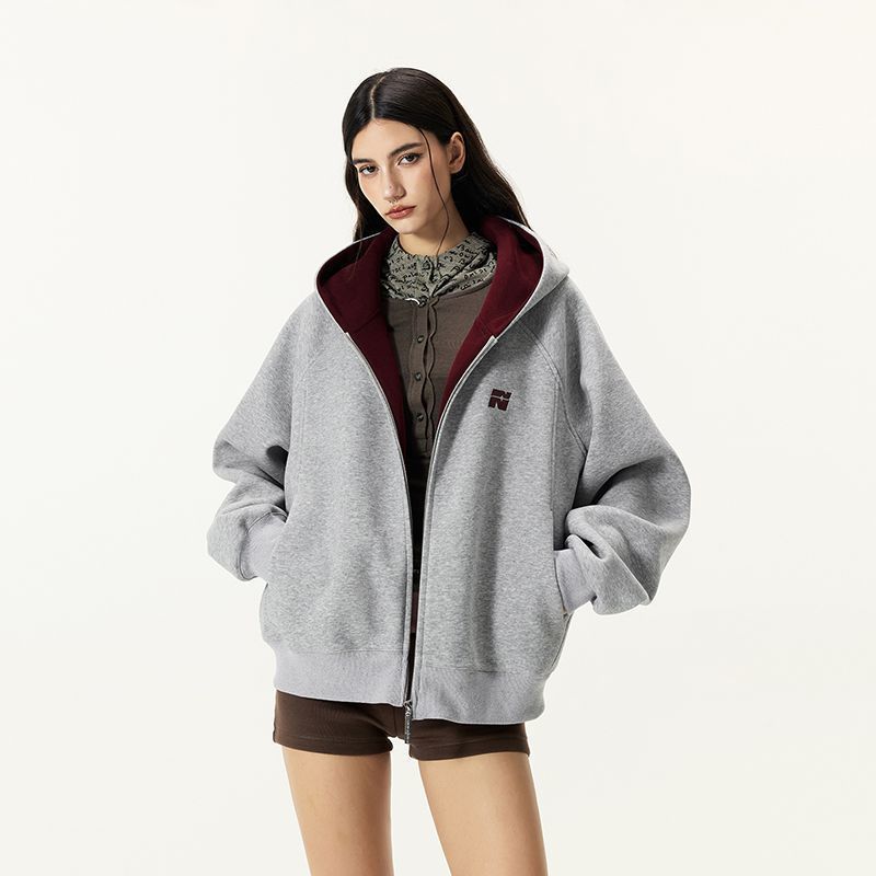 Cardigan de color pesado, camisa encapuchada de primavera y otoño, camisa encapuchada corta, camisa encapuchada, chaqueta americana para hombres y mujeres