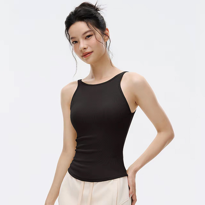 Primavera y verano a prueba de choque se reúnen fijas tazas deportivas chaleco de yoga para mujeres simple moda transpirable para correr chaleco de fitness