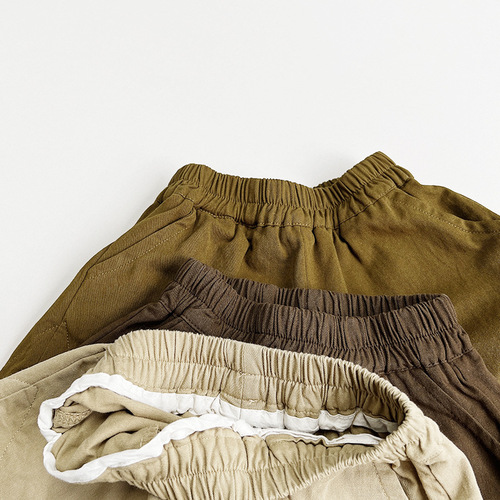 Retro forest style ~ children's cotton shorts 2024 summer new boys' quarter pants girls Korean style Japanese pants