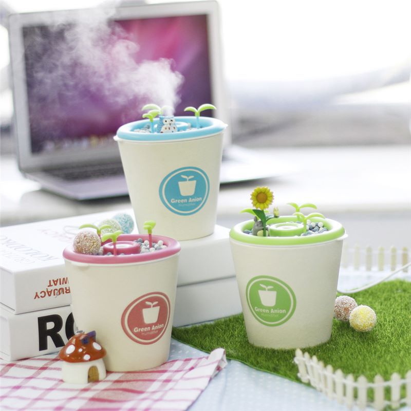 New Year's Gift Birthday USB Ceramic Negative Ion Flower Pot Humidifier Aromatherapy Silent Humidifier DIY Plant