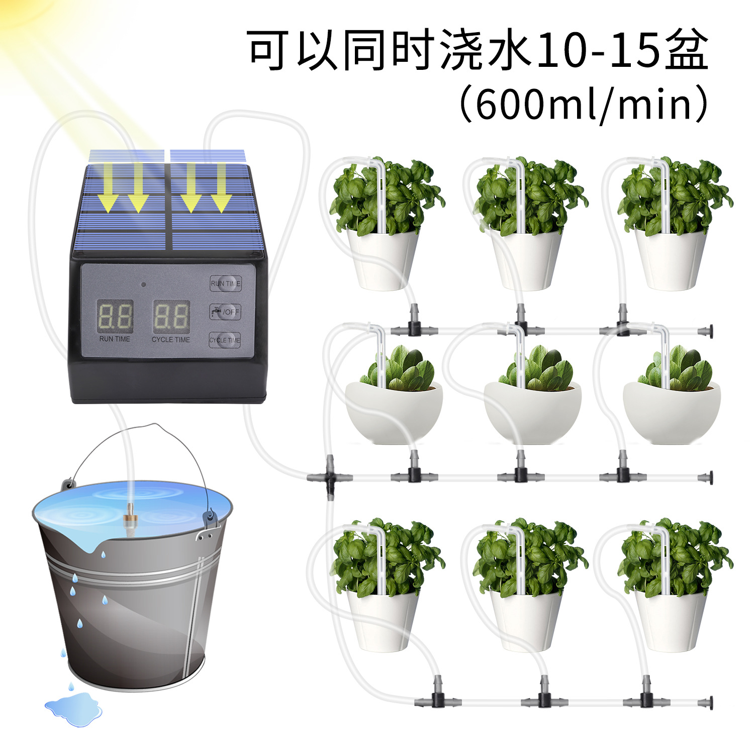 Temporización solar Dispositivo de riego automático inteligente dispositivo de riego jardinería perezoso flor planta en maceta sistema de riego por goteo