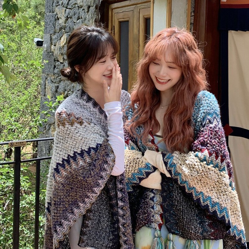 Yunnan Lijiang Shawl Xu Hongdou Same Style Blanket Ethnic Style Travel Outer Cape Coat Cape Scarf for Women