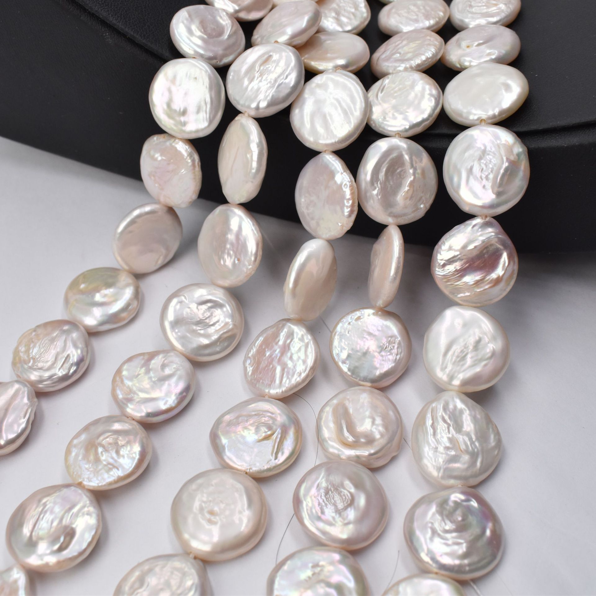 Baroque is shaped 16-17mm straight hole button beads round coin shape bead pendant semi-finished fresh water pearl