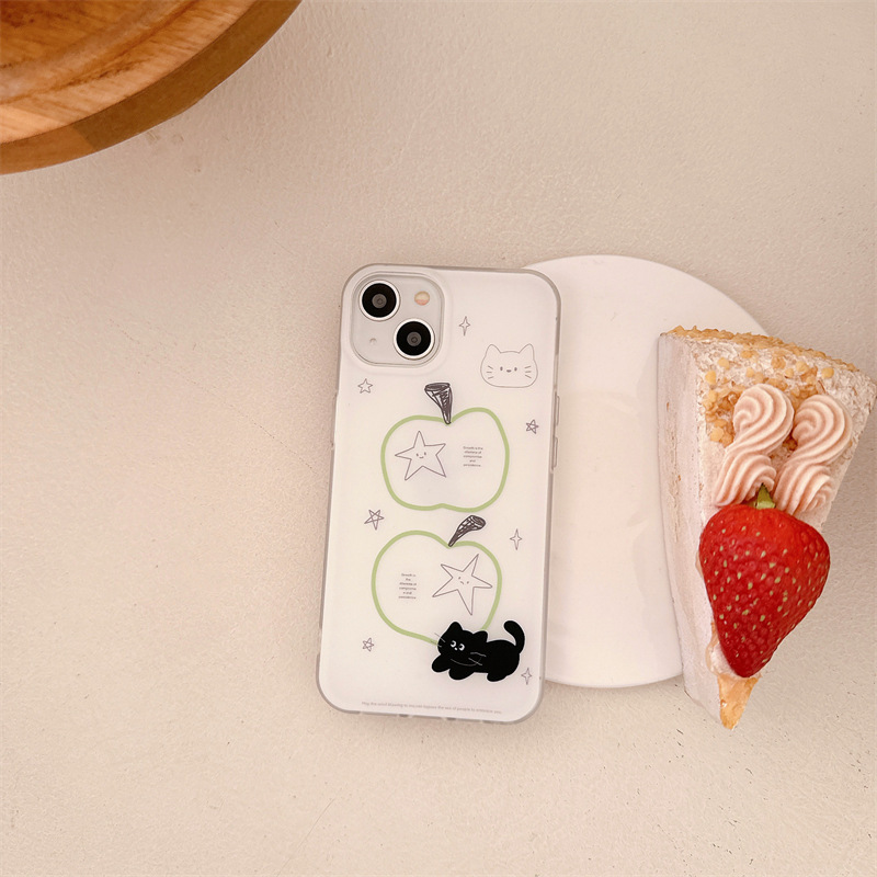 Línea de nicho ins Apple Black Cat para estuche para teléfono móvil 16ProMax 14/13 Apple 15 hembra iphone15PM