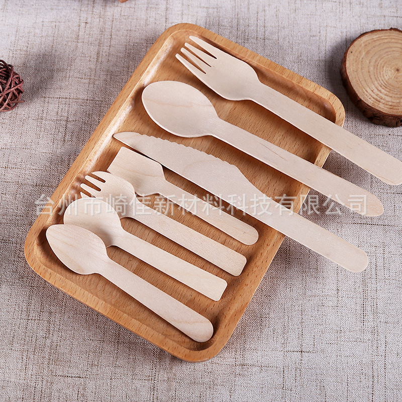 Disposable wooden knives and spoons biodegradable tableware manufacturers sell multi-size birch tableware can be printed LOGO