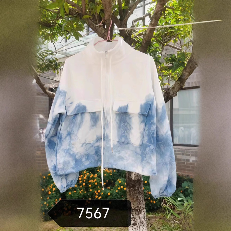 Original Pure Plant-Based Isatis Indigofolia Handmade Tie-Dye Blue Thickened Sweatshirt and Sweatpants Casual Set, Fashionable and Casual