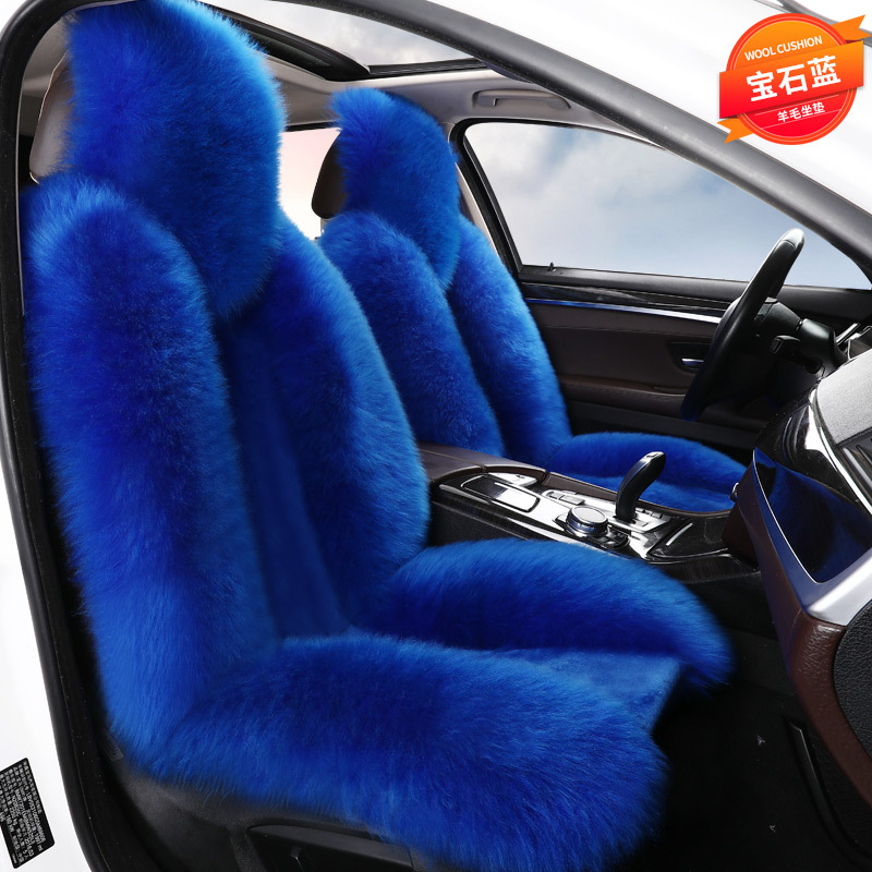 Winter wool car seat cushion plush seat cover pure wool long hair winter wool pad warm thickened car mat popular online