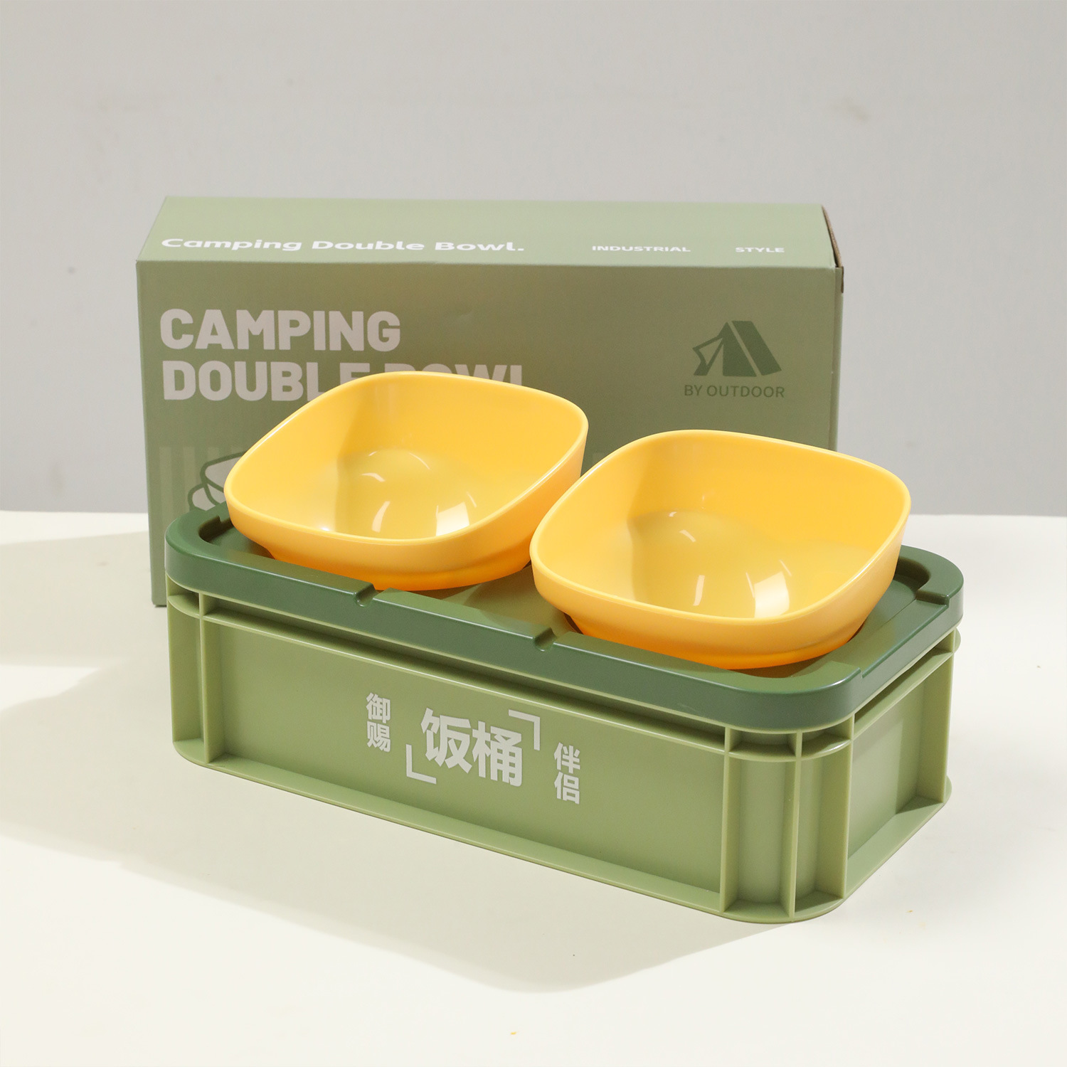 Pipitao original en caja de camping inclinado doble tazón nuevo gato tazón alimentación de agua alimentación de almacenamiento de alimentos para mascotas tazón para mascotas