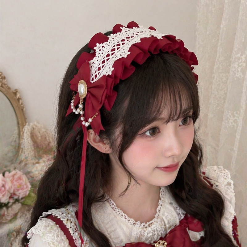 Dos dimensiones Lolita correa de cabello chica gato oreja clip de cabello cómic cosplay Lolita criada correa de cabello