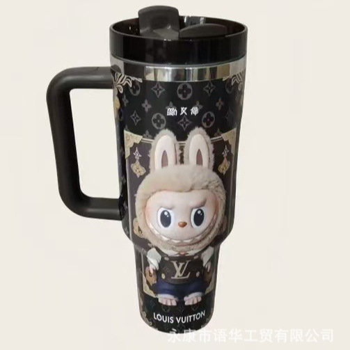 跨境新款拉布布冰霸杯40oz不锈钢手柄保温杯便携车载可爱汽车杯|undefined