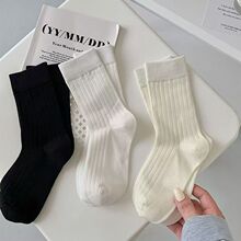 诸暨批发代发白色袜子女袜夏季薄款中筒袜芭蕾风灰色配老爹鞋春秋