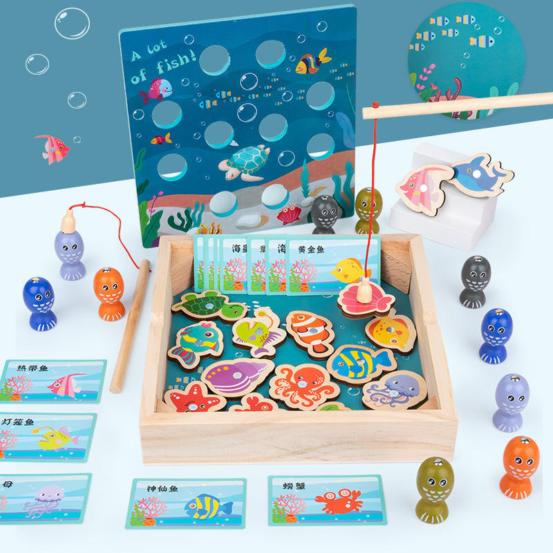 跨境二合壹釣魚遊戲 幼兒童手眼協調訓練益智力開發釣魚玩具套裝