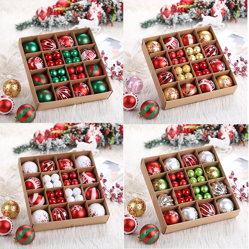Cross-border Amazon Christmas Holiday Decorations Color Ball Party Dress Up Gift Box suit Christmas Tree Pendant 44 Pack