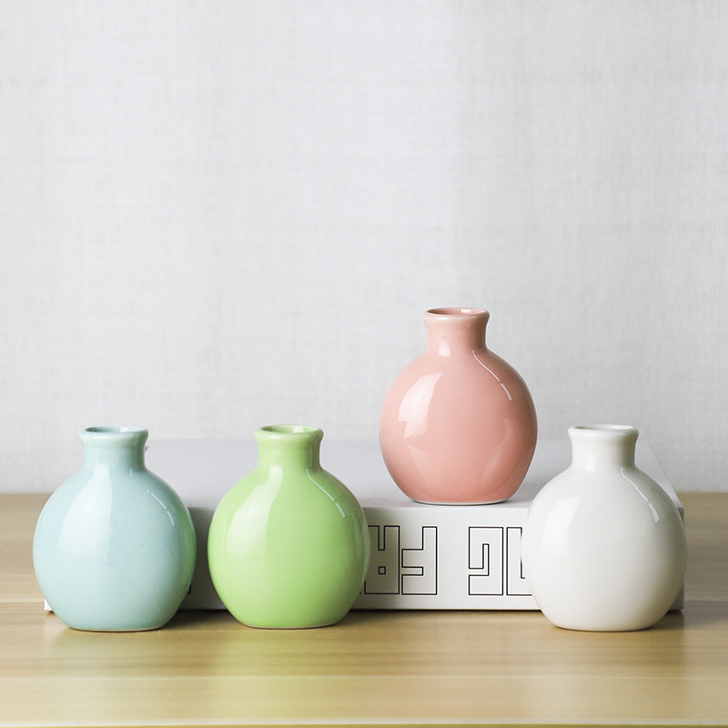 Ceramic Aromatherapy Small Vase Creative Mini Office Bathroom Home Decoration Hydroponic Ceramic Vase
