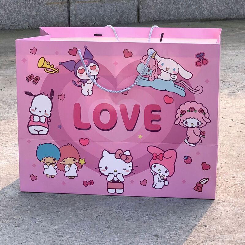 手描きサンリオ誕生日ギフトイン子供用厚みのあるメロディーホワイト段ボール袋耐久性のある収納ギフトバッグ|undefined