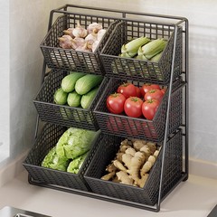 新しいカウンタートップ野菜バスケット収納ラックデスクトップ多層野菜ラックキッチン生姜玉ねぎ野菜小型野菜収納バスケット