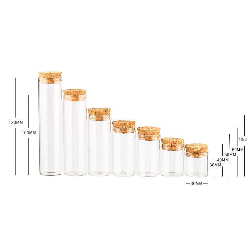 跨境供应试管瓶 木塞密封玻璃瓶30mm花茶分装透明瓶多容量套装