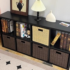 本棚収納キャビネット ブラック格子キャビネット 中世風収納キャビネット一体型リビングルーム本棚 床置き壁掛けローキャビネット