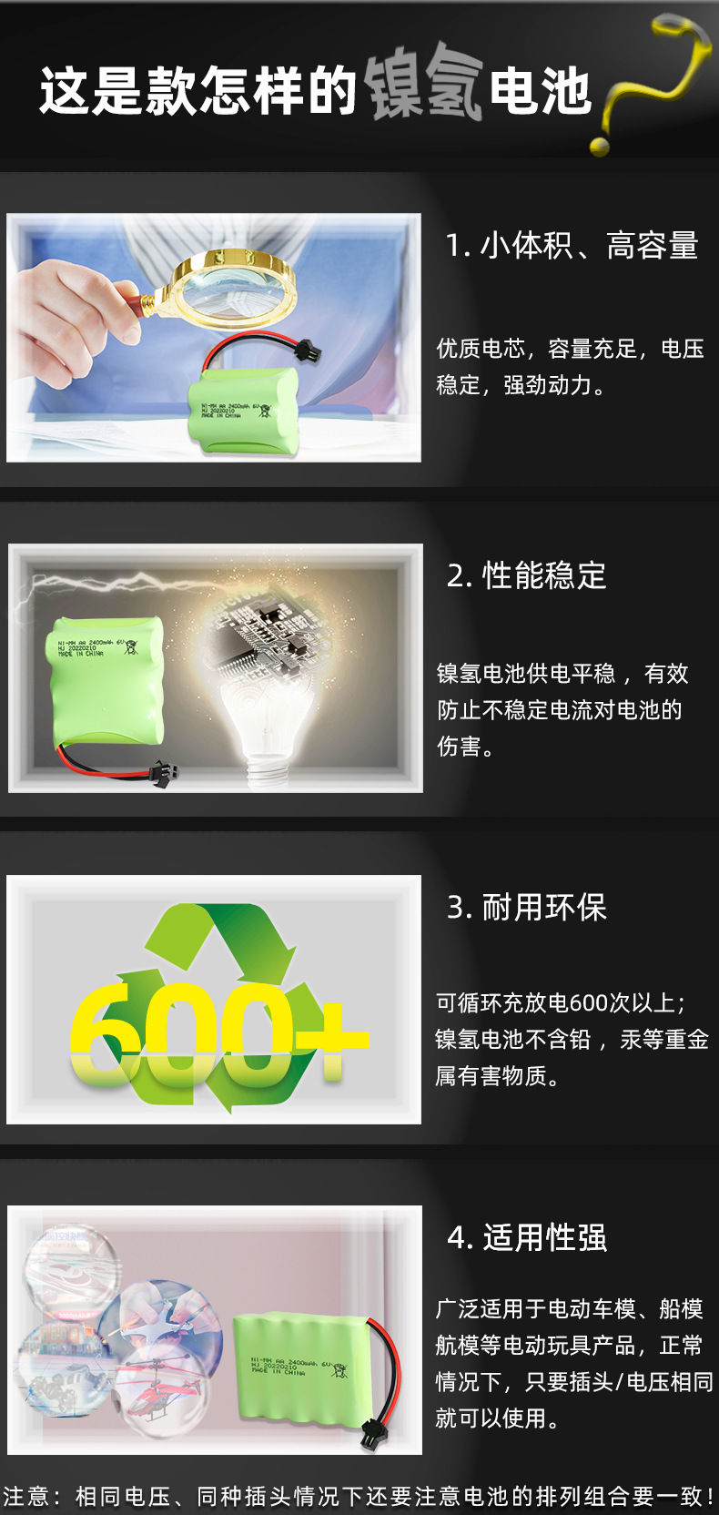 Ni-Mh Nickel Metal Hydride 6.0V 2400Mah Rechargeable Battery Pack Aa No. 5 Toy Battery Remote Control Car Battery in Stock