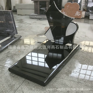定制工厂花岗岩心形艺术墓碑 双人合葬爱心石碑 陵园欧式个性墓碑