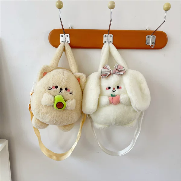 Trendy New Crossbody Rabbit Cartoon Handbag Cute Plush Bag for Girls Cute Bear Student Female Bag Wholesale