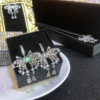 Brand ring, earrings with tassels, pendant, set, light luxury style, European style, platinum 950 sample