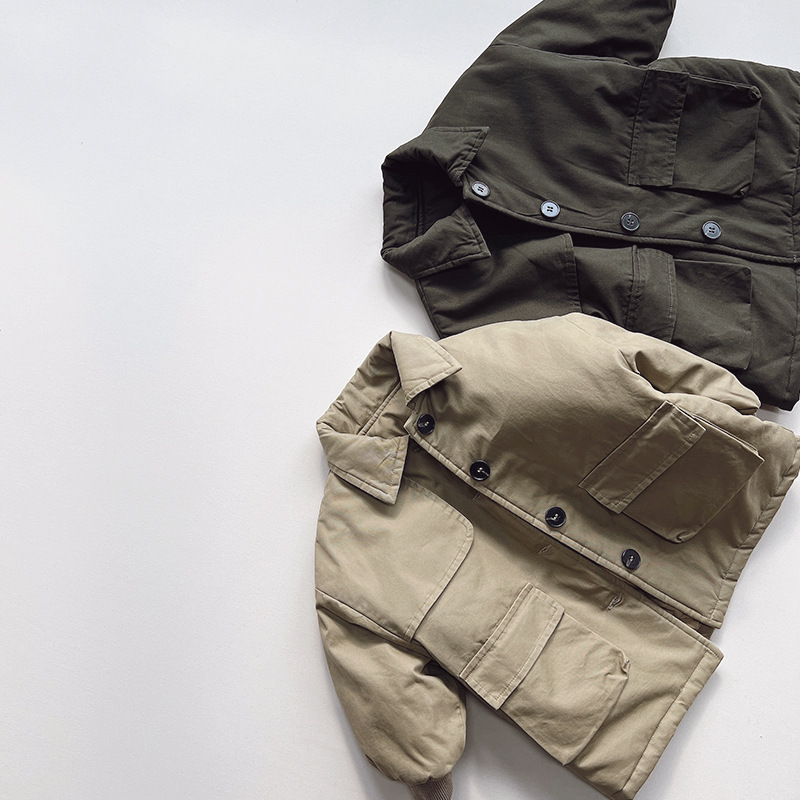 Gabardina acolchada de algodón para niños de estilo Harajuku 2024 Invierno nuevos hombres y mujeres de estilo coreano estilo japonés medio-largo grueso abrigo moda