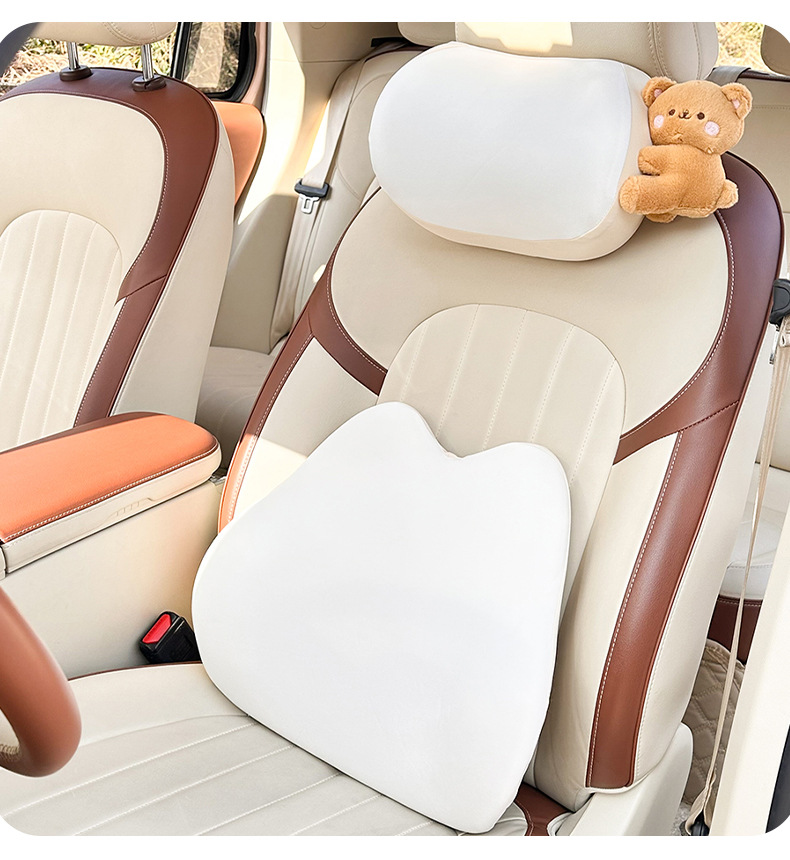 Blue Rain Car Headrest and Lumbar Support Set Cute Memory Foam Car Lumbar Support Pillow Car Interior Neck Support Cushion