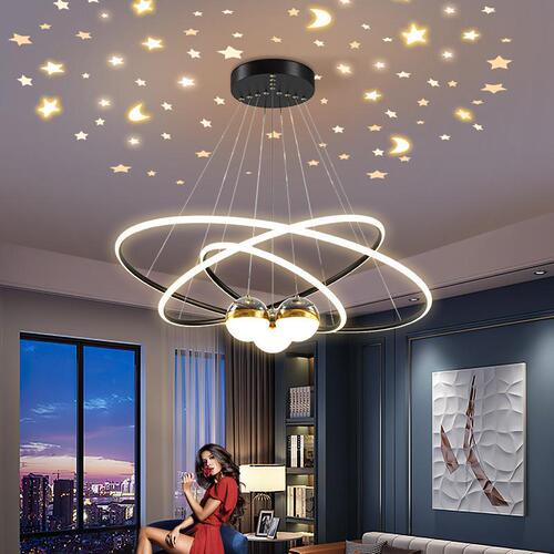 New Stylish Living Room Chandelier, Light and Elegant Modern Minimalist Bedroom Main Light, Starry Sky Nordic Restaurant Hall Lighting Decor