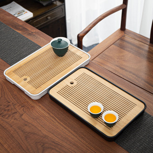 Tea Tray Small Household Draining Simple Tea Table Melamine Dry Soaking Bamboo Tray Rectangular Kung Fu Tea Set Water Storage Wholesale