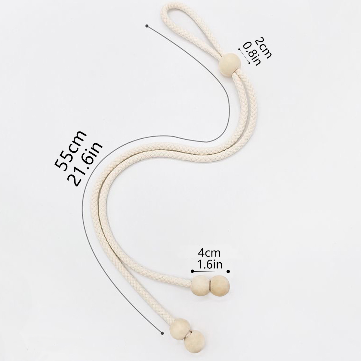 Nuevo estilo transfronterizo de cuerda de algodón, cuentas de madera, correas de cortina, sin perforación, accesorios de decoración de cortina universal móvil, cuerda de amarre al por mayor