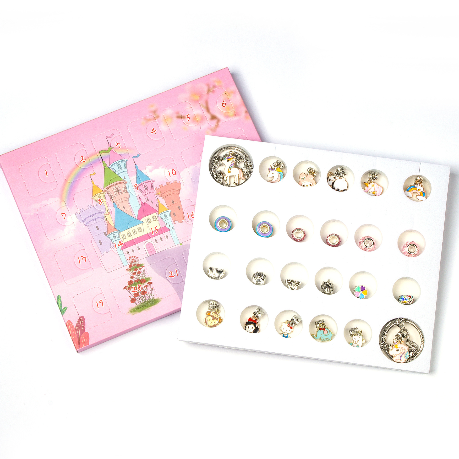 Amazon's new cartoon pink fantasy castle blind box diy pendant creative children's jewelry female gift box set