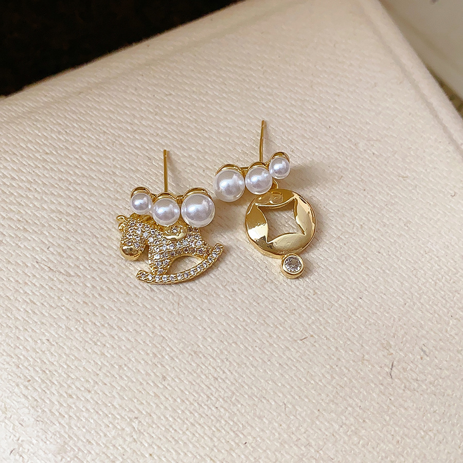 Oro verdadero eléctrico galvanis colgante de piedra pony pendientes collar ligero lujo nicho universal conjunto temperamento alta sensación de joyería mujer