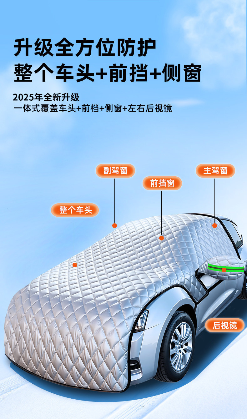 Universal Car Cover for Winter, Snow Protection, Anti-Freeze Cover for Front Windshield, Anti-Snow and Anti-Frost Cover, Thickened for Winter