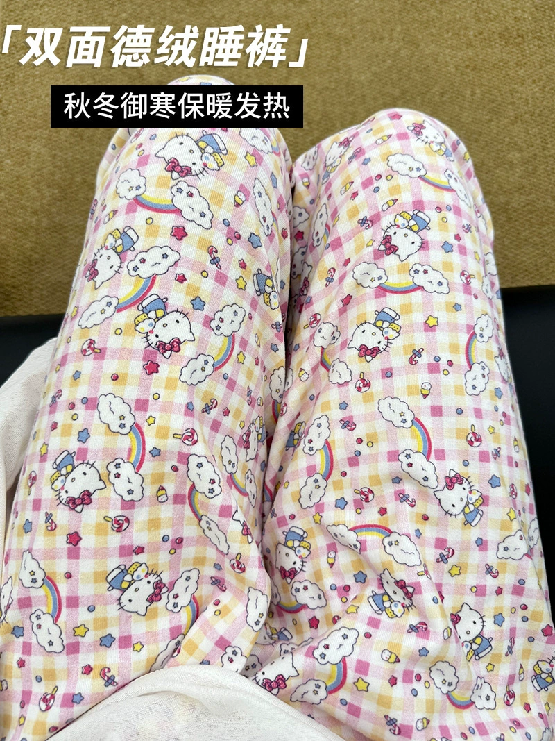 Velvet keep warm soft cartoon trousers