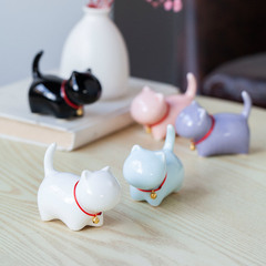 Porcelain teacup pet figurine cute small kitten tea toy small decorative ceramic paperweight pen holder pen stand gift cat tea toy