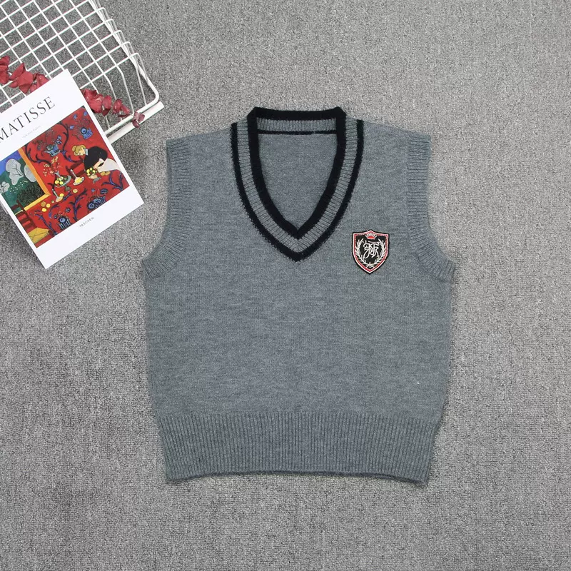 2022秋冬女新款日系jk制服学院风灰色马甲上衣