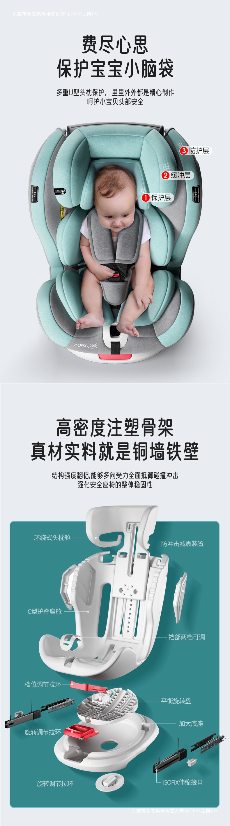 Fengqinyu child safety seat for cars, suitable for babies aged 0-12 years, 360-degree rotating simple car seat for infants
