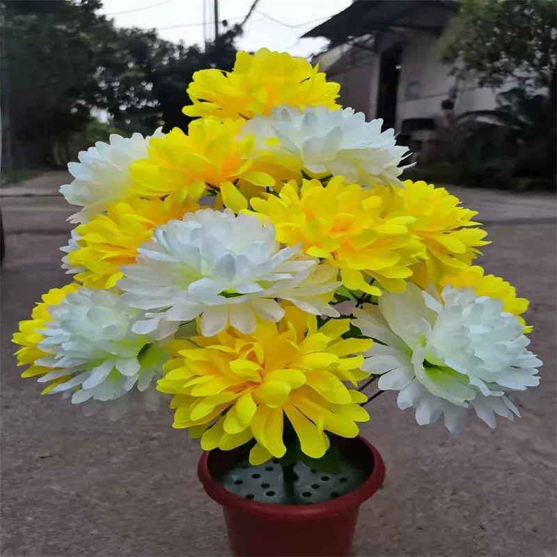 Жертвоприношение имитации цветов Цинмин подметает гробницу на кладбище с поддельными хризантемами