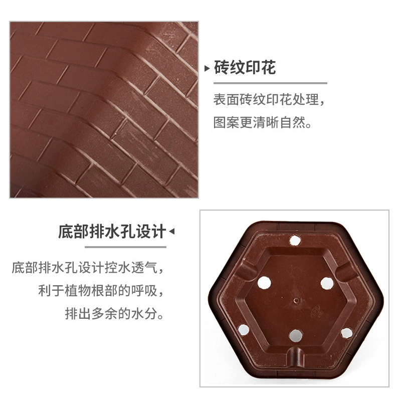 Plastic red hexagonal flowerpot, increased thickness