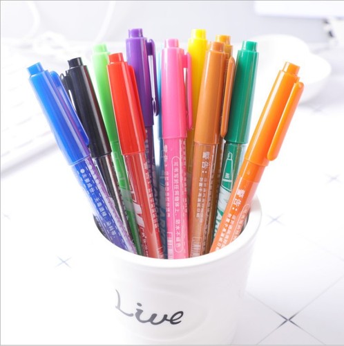 Factory Direct Sale LeTu 120 Red Blue Black Three-Color Double-Head Marker Pen Backing Pen Student Brush Needle Pen