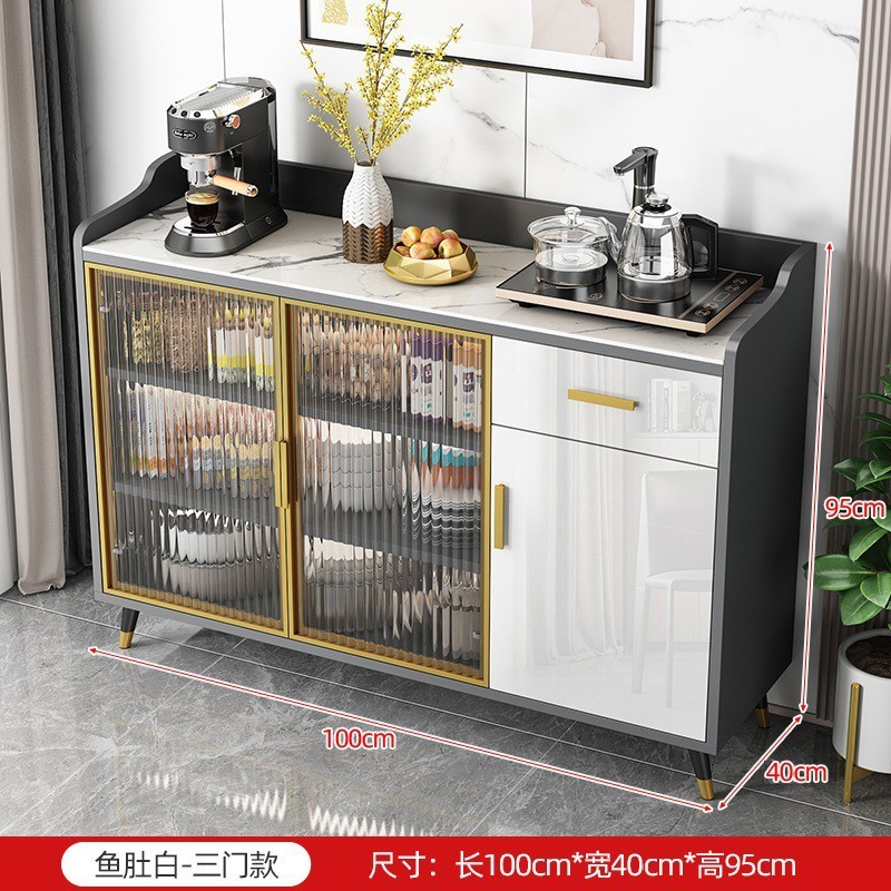 岩板餐边简约客厅小户型储物纳玻璃门实木餐厅玄关茶水|undefined
