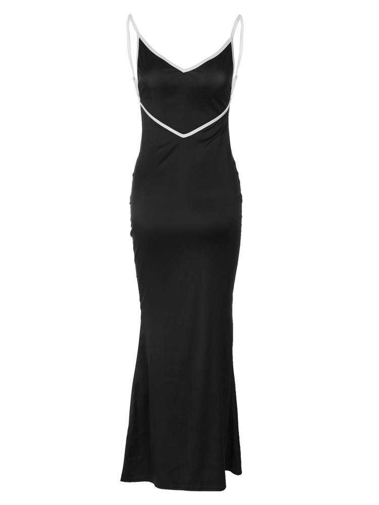 Women's Trumpet Dress Sexy V Neck Backless Sleeveless Solid Color Midi Dress Daily display picture 11