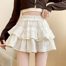 白色蕾丝芭蕾风半裙少女2025秋冬新款蛋糕蓬蓬裙高腰a字显瘦短裙