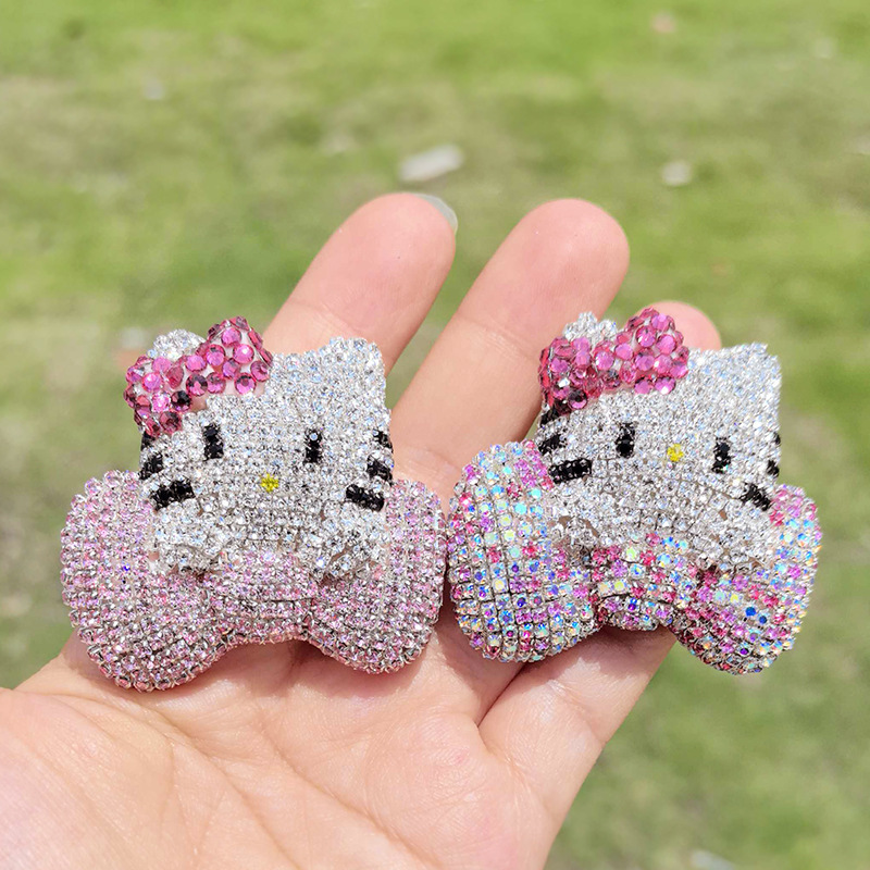 Manufacturer Wholesale Exquisite Diamond-Encrusted Hello Kitty Headband Mobile Phone Case Rhinestone Full Diamond Color Diamond Cute Internet Celebrity Accessories Material