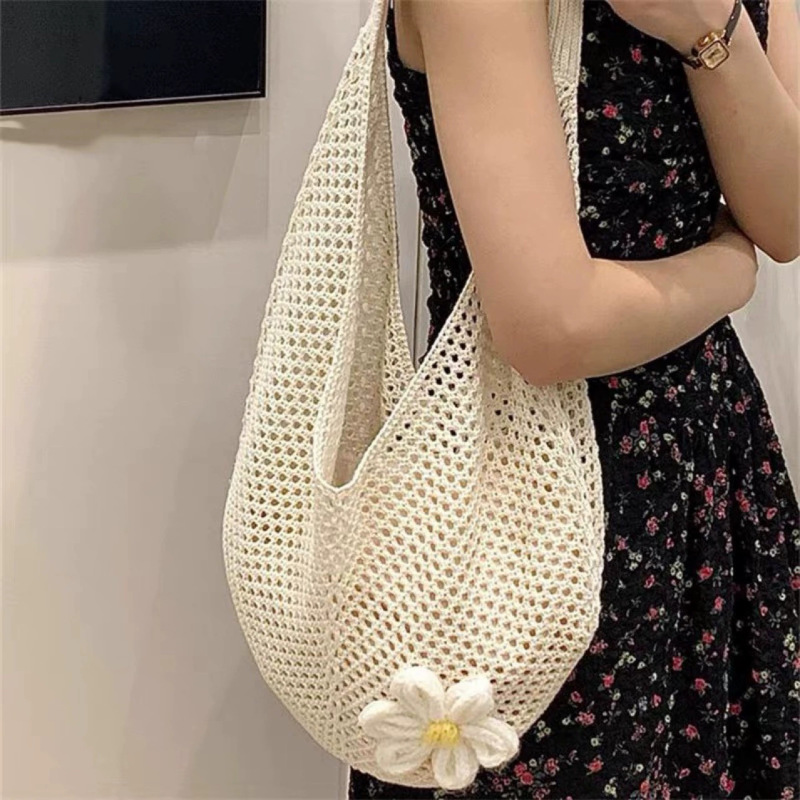 新しい夏の人気の女性用織バッグ、手持ちの織バッグ、ファッショナブルでスタイリッシュなワンショルダーメッシュバッグ、海辺の旅行用ストローバッグ|undefined