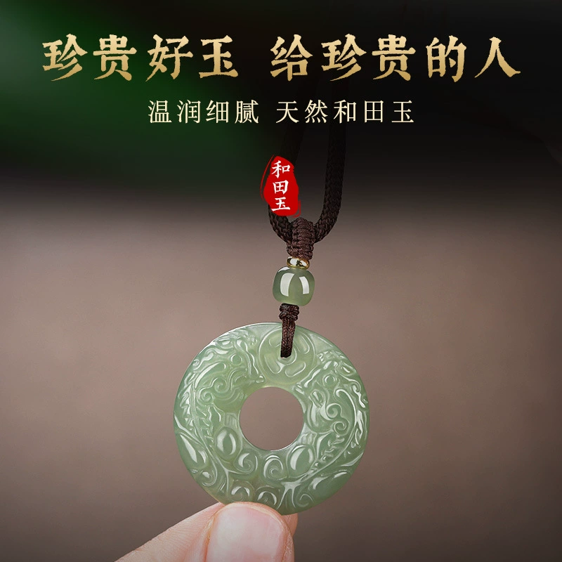 Природные Hetian нефрит двухсторонний смелый кулон мужчин и женщин ожерелье нефрита кулон оптом высокого класса