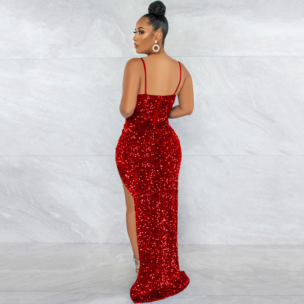 Mid Waist Waist Line Daily Occasion V Neck Neckline Skinny Fit Type Wholesale Women'S Fashion Sequins Solid Color Daily V Neck Sleeveless Irregular Skirt