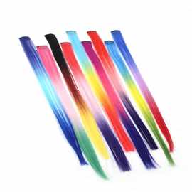 新款现货假发片彩色三色渐变直发接发片无痕高温丝一片式一夹直发